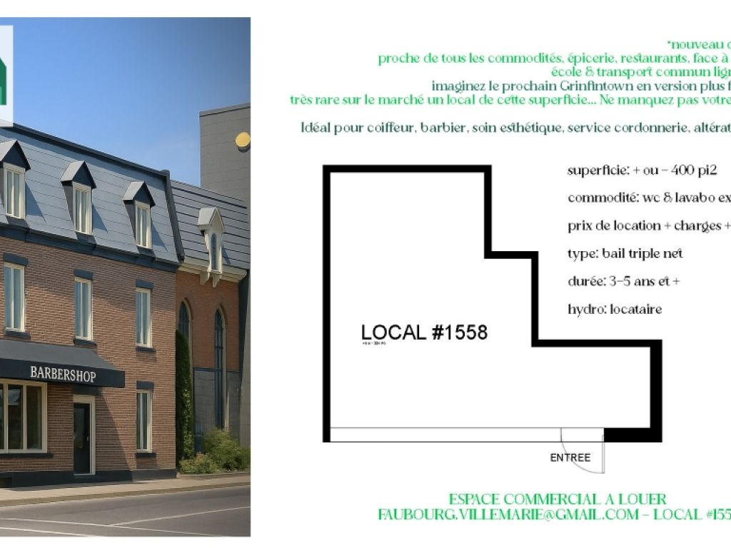 Local commercial rare  louer Ville-Marie Est