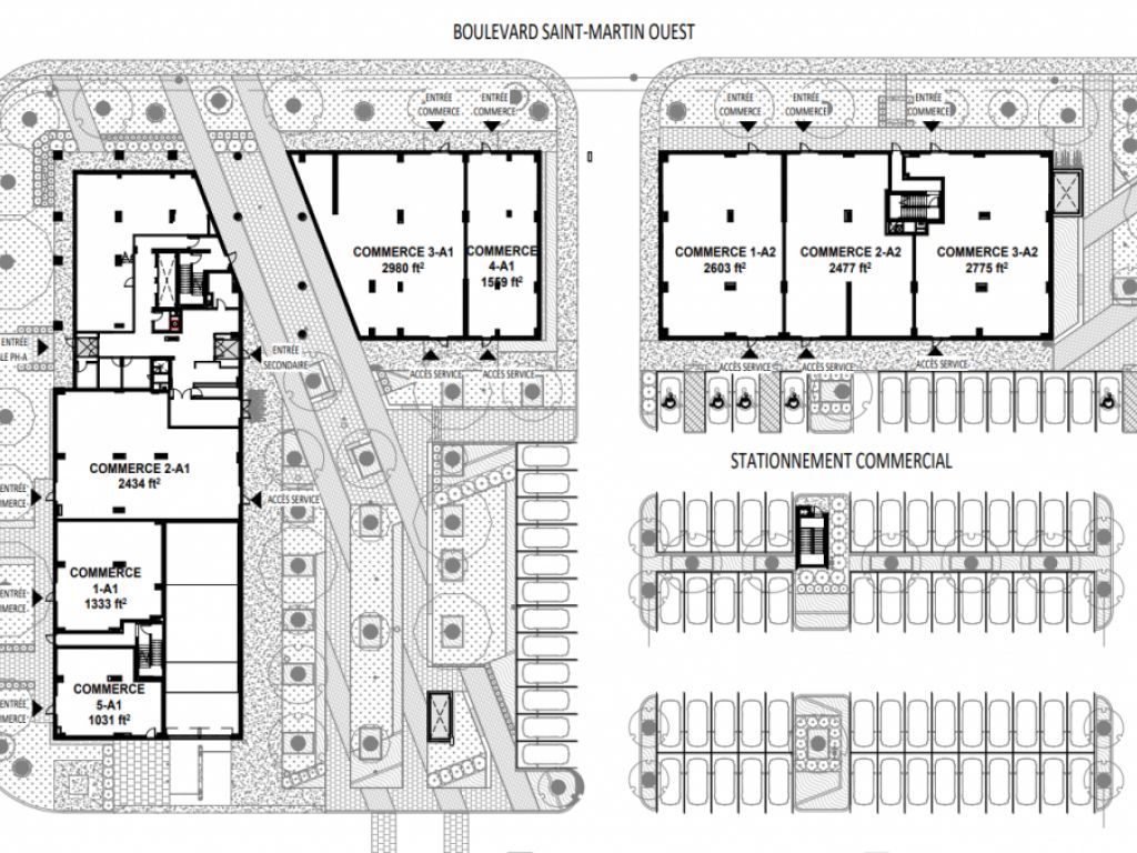 Commercial Space for rent - Laval / Chomedey - 1000+ ft2
